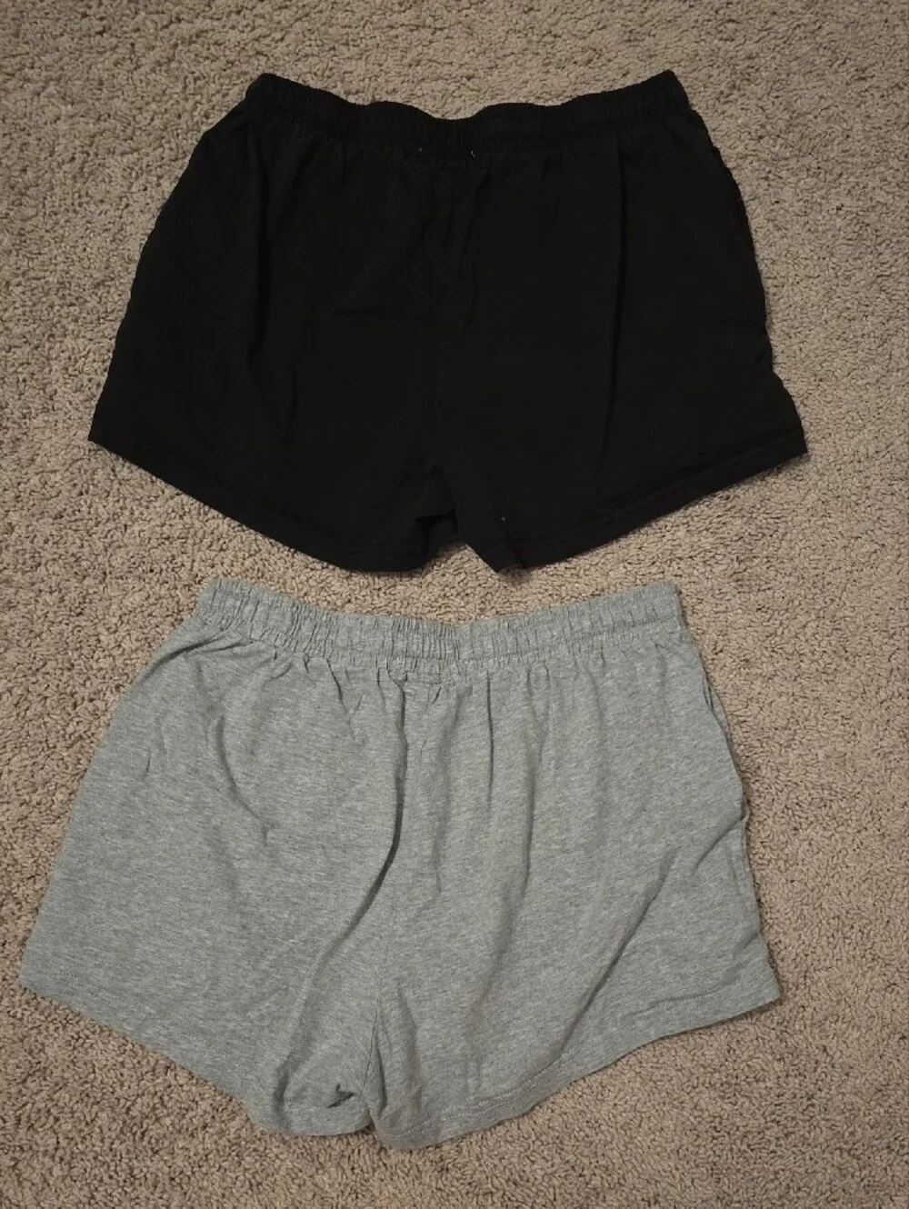 Casual Knit Drawstring Shorts - Black & Heather Gray